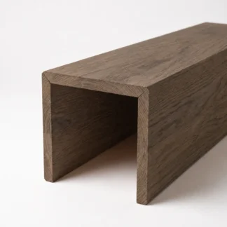 Drewniany ceownik korytko Chocolate Grey Oak z litego dębu, szczotkowane, naroża gerowane, producent A8P