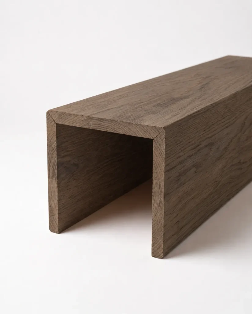 Drewniany ceownik korytko Chocolate Grey Oak z litego dębu, szczotkowane, naroża gerowane, producent A8P