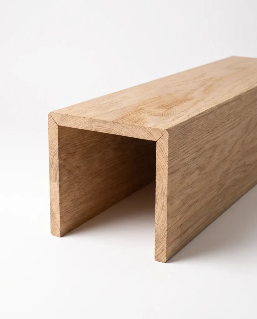 Belka sufitowa drewniana korytko Natural Oak z litego dębu, szczotkowane, naroża gerowane, producent A8P