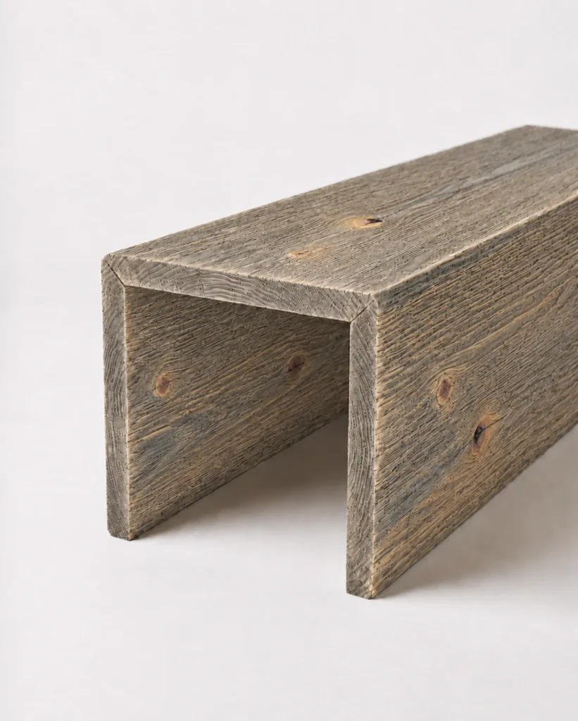 Belka rustykalna korytko Light Smoke Old Wood ze starego drewna sosnowego, szczotkowane, naroża gerowane, producent A8P